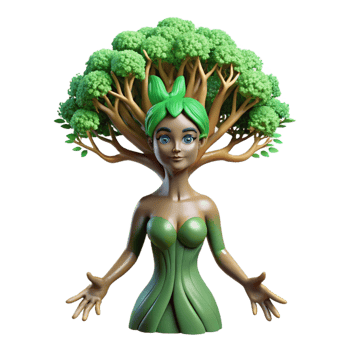 elegant dreamy elegant A beautiful dryad merging with a tree, dappled sunlight, surreal style professional png
