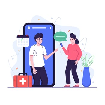 Woman Scheduling Doctor Appointment Online vector