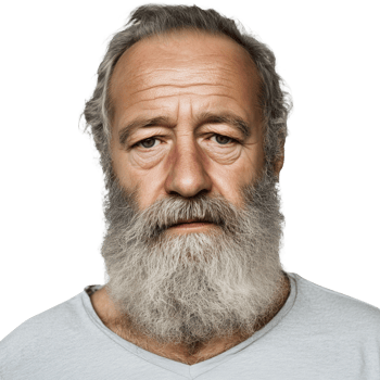 An older man with a beard and a white shirt png