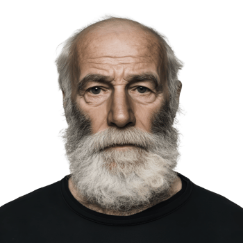 An old man with a beard and white hair png