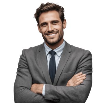 A smiling man in a suit and tie png