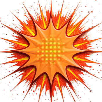 Orange comic book explosion effect png