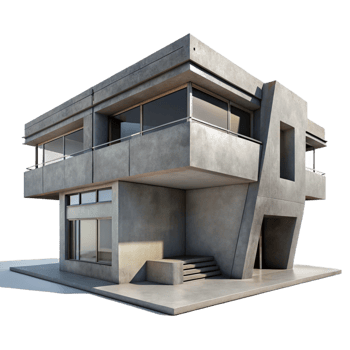 sought after surreal A modern, concrete bunker house, minimalist design, harsh shadows, brutalist architecture, fine detail png
