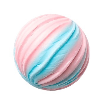 Close up of a delicious pink and blue ice cream scoop. png