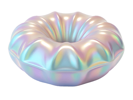 Iridescent donut shaped 3D render. png
