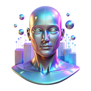 dynamic striking A holographic projection of a human face glitching and distorting, surrounded by binary code. Abstract style, neon colors fine detail png