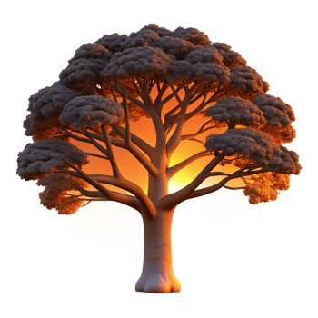 spectacular calm baroque A majestic oak tree silhouetted against a fiery sunset. Dramatic lighting, silhouette style high resolution png