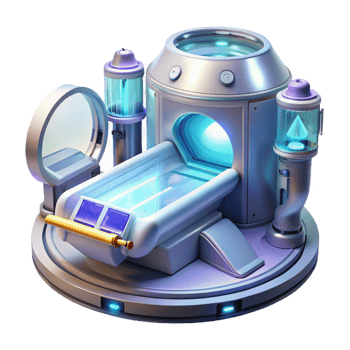 wonderful bold geometric A futuristic medical bay with holographic displays and advanced technology, bathed in the cool, sterile light. Medical illustration style, clean and precise precision png