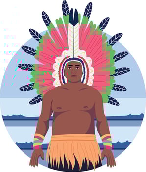 A flat style illustration of a tribal native man vector