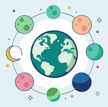 Earth Orbit Surrounded By Planets And Moon With Stars In Space vector