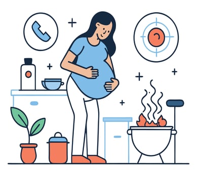 Expectant Mother Illustration Anticipating Life Changes During Pregnancy And New Parenthood In House vector