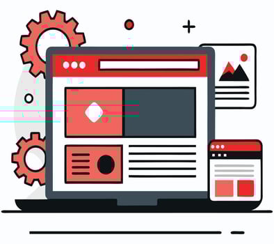 Website Development Illustration With Gears And Responsive Design Concept vector