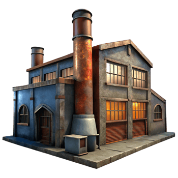 serene contemporary An abandoned industrial factory, rusty metal, broken windows, eerie atmosphere, dimly lit, photorealistic, professional png