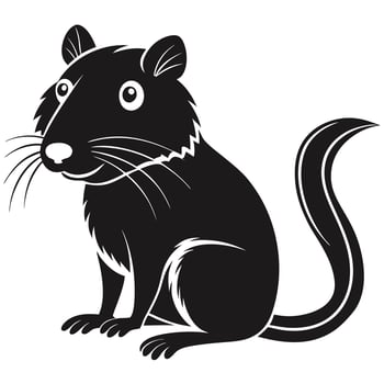 Black And White Minimalist Illustration Of A Sitting Possum Animal vector