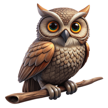 sumptuous victorian A wise old owl perched on a branch, intricate feather details, realistic style, dim, mysterious lighting masterfully captured png