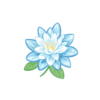 A beautiful blue lotus flower with delicate petals and green leaves, ideal for nature-themed designs. Perfectly isolated on a white background for various creative uses. png