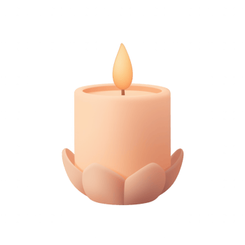 A beautifully designed pink candle in a lotus-shaped holder, giving an ambiance of tranquility and calmness, ideal for meditation or relaxation. png