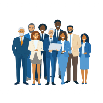 A diverse group of professionals standing together, showcasing teamwork and collaboration. Ideal for business-related themes and corporate presentations. png