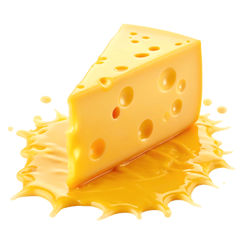 Melting cheese wedge with delicious sauce png