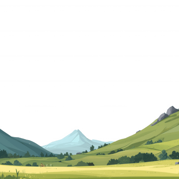 A serene landscape featuring lush green hills and distant mountains under a clear blue sky, ideal for nature-themed projects and outdoor explorations. png