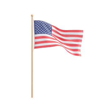 American flag waving, symbolizing patriotism, freedom, and national pride, isolated on a white background. png
