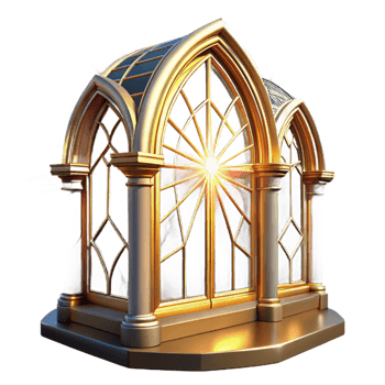 dreamy fascinating Crystal palace, intricate stained glass windows, bright sunlight shining through, art deco style, digital painting, masterfully captured png