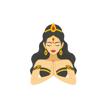 Beautiful illustration of a woman in traditional attire with hands in prayer, symbolizing spirituality and devotion, perfect for cultural concepts. png