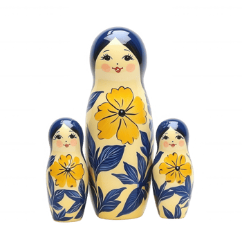 Colorful Russian nesting dolls adorned with floral patterns, showcasing traditional craftsmanship. These charming figures embody a rich cultural heritage and artistic expression. png
