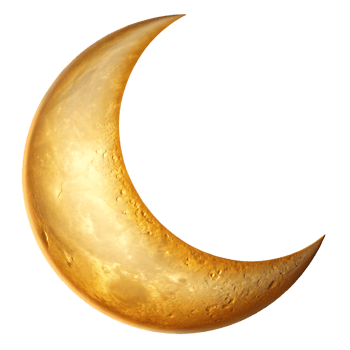 Golden crescent moon, celestial, night sky png