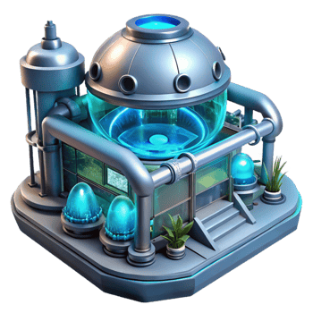 dramatic distinctive A futuristic, underwater research facility, bioluminescent lighting, sleek and modern design, highly detailed, png