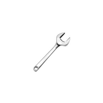 High-quality steel wrench isolated on white background, ideal for tools and hardware applications, showcasing its shiny finish and ergonomic design for efficient use. png