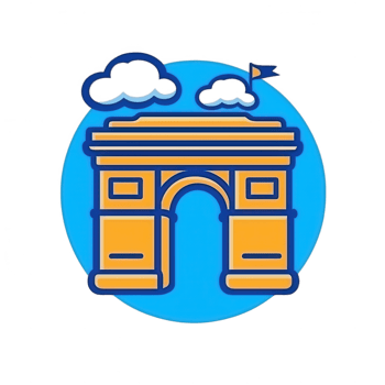 Iconic architectural landmark with vibrant colors against a blue background, showcasing grandeur and design. Ideal for travel-themed projects and urban exploration. png