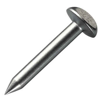 Close up of a single, shiny metal nail. png