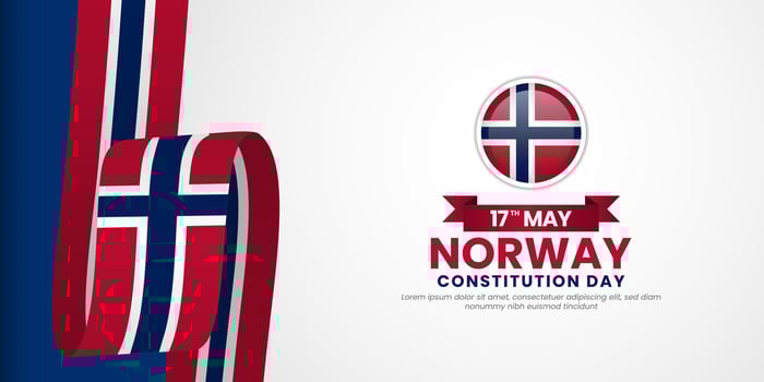Norway flag ribbon for Independence Day on white background vector