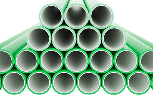 Stack of green pipes, industrial material. png