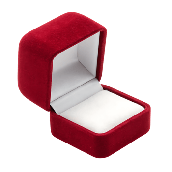 Empty red velvet ring box, isolated on black background. png