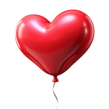 Red Heart Balloon Glossy 3D Render, Love Symbol, Shiny png