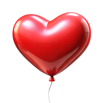 Red Heart Balloon, Shiny, Love, Romantic, Valentine Day png