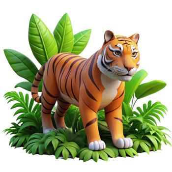 striking dynamic gothic A powerful tiger stalking through the jungle, dappled sunlight and lush vegetation, in a realistic style gallery standard png