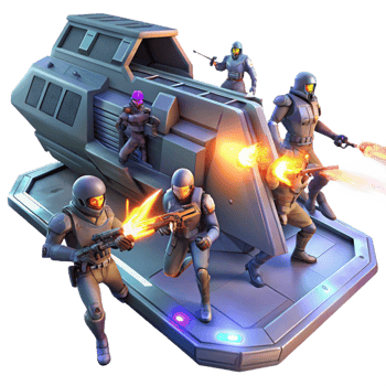 exemplary organic A group of space pirates boarding a derelict spaceship, laser fire illuminating the darkness, chaotic and intense, comic book style 8K png