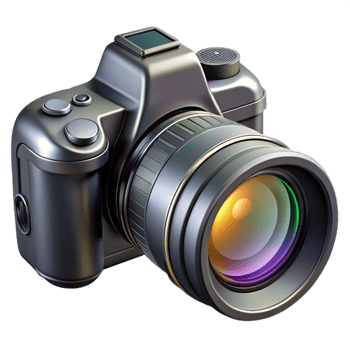 Sleek Silver Digital Camera Rendering with Detailed Lens png
