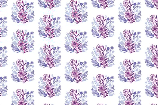 continuous floral stem sketch tile for seamless fashion fabric wrapping and women apparel prints with botanical inspiration vector