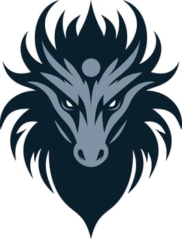 a dragon head with a black and white design vector