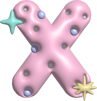 Bubblegum Pink Font Letter X png