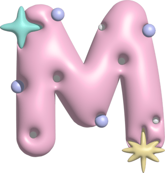 Bubblegum Pink Font Letter M png