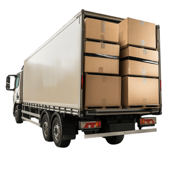 Truck Loaded with Cardboard Box. Transparent Background png