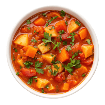 Delicious and healthy vegetable stew in a bowl. Perfect for a cozy meal. png