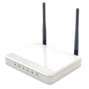 White wireless router with antennas. png
