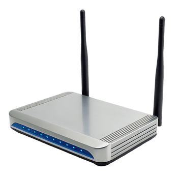 Modern wireless router with antennas. png