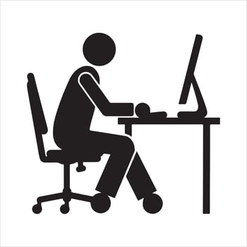 Desk with a chair and computer silhouette vector